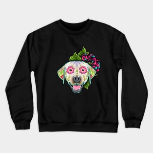 Labrador Retriever in Yellow - Day of the Dead Sugar Skull Dog Crewneck Sweatshirt